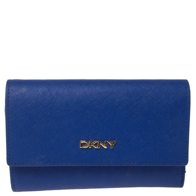 Pre-owned Dkny Blue Leather Trifold Wallet