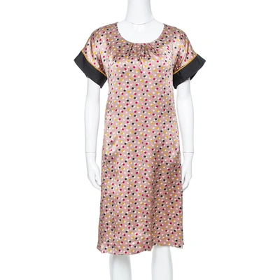 Pre-owned Kenzo Multicolor Abstract Polka Dot Print Silk Shift Dress M