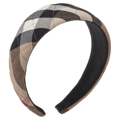 Pre-owned Burberry Brown House Check Canvas Quilted Headband