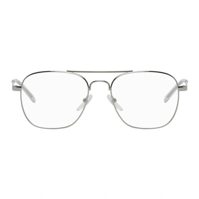 Balenciaga Silver Pilot Aviator Glasses In 002 Silver