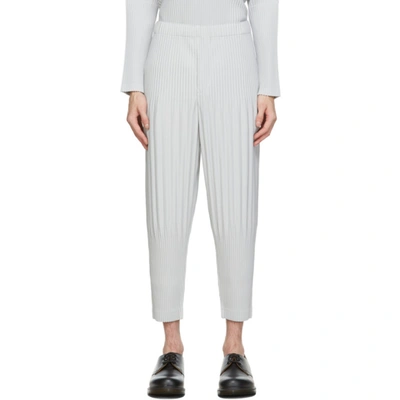 Issey Miyake Grey Tapered Basics Trousers In 11 Light Gr