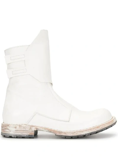 Moma Leather Ankle Boots In White