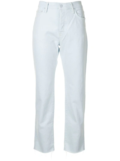 Mother High-rise Cropped Jeans In Blue