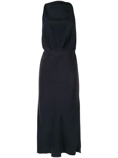 Cushnie Open Back Silk Midi Dress In Blue