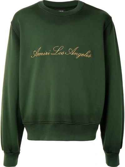 Amiri Los Angeles Embroidered Cotton Sweatshirt In Green