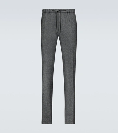 Fendi Virgin Wool Flannel Sweatpants In Grey