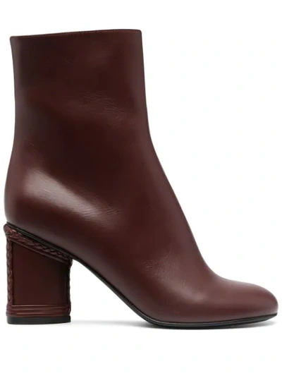 Ferragamo 85mm Braid-detail Ankle Boots In Red