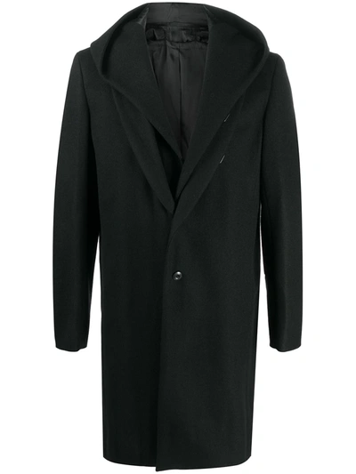 Attachment Single Breasted Hooded Coat In Black