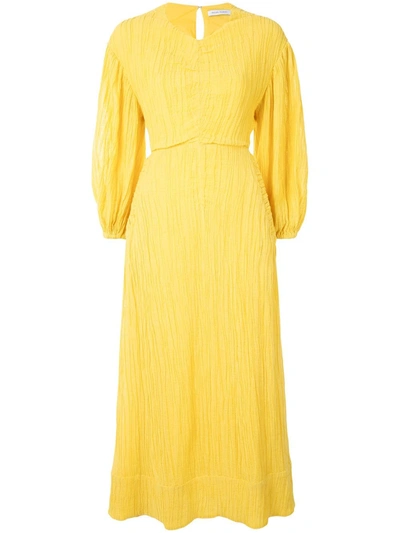 Rachel Gilbert Sorrell Crinkle Midi Dress In Yellow