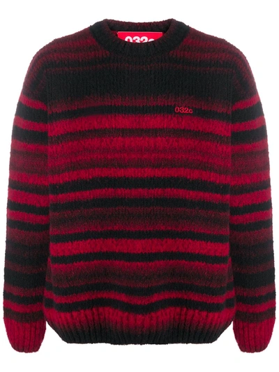 032c Chunky Knit Striped Jumper In Red