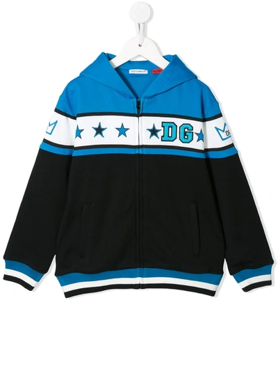 Dolce & Gabbana Kids' Colour-block Logo Hoodie In Black