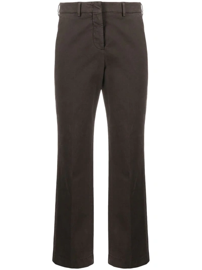 Incotex Cropped Cotton Trousers In Brown