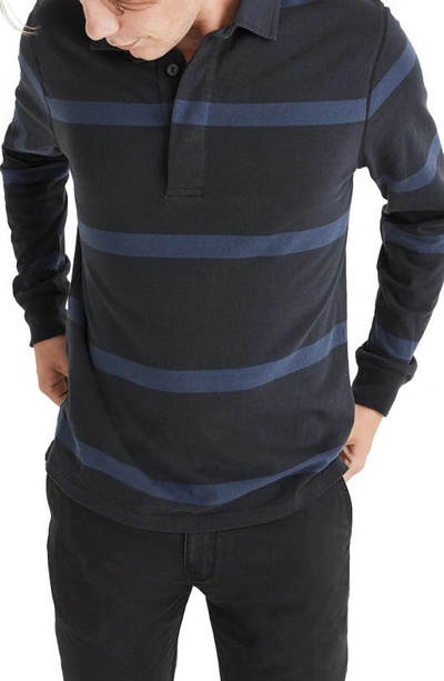 Madewell Stripe Rugby Shirt In Almost Black Stripe