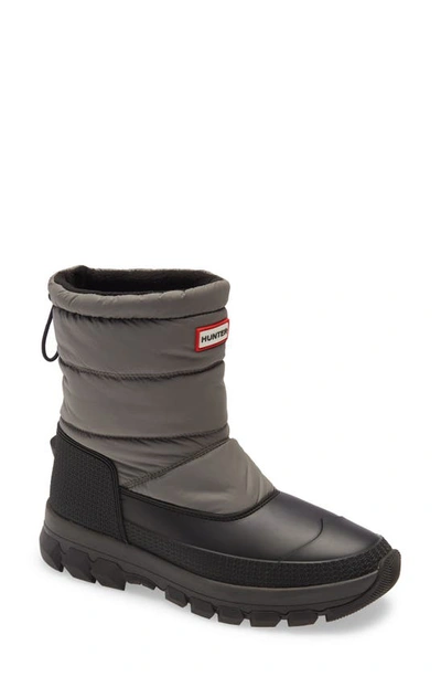 Hunter Original Waterproof Insulated Short Snow Boot In Grey/ Black