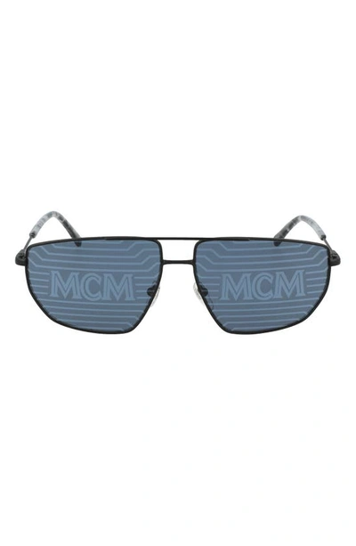 Mcm 60mm Hologram Rectangle Metal Sunglasses In Blue,gold Tone
