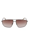 Mcm 60mm Hologram Rectangle Metal Sunglasses In Ruthenium/ Brown Gradient