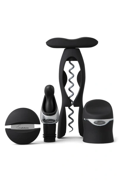 Rabbit 4-piece Wine Tool Kit In Velvet Black