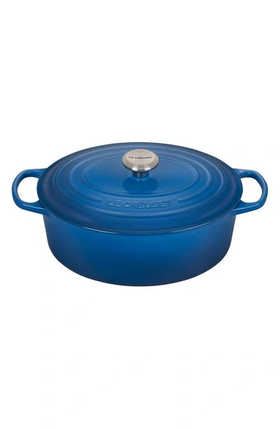 Le Creuset Signature 9.5-quart Oval Cast Iron Dutch Oven In Blue