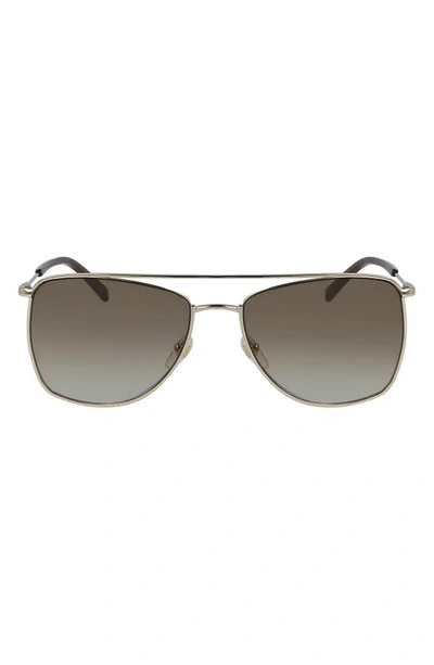 Mcm 58mm Navigator Sunglasses In Shiny Gold/ Brown Gradient