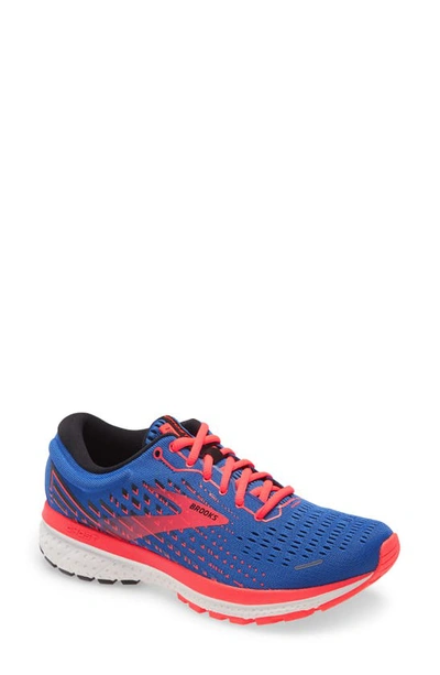 Brooks Ghost 13 Running Shoe In Blue/ Coral/ White