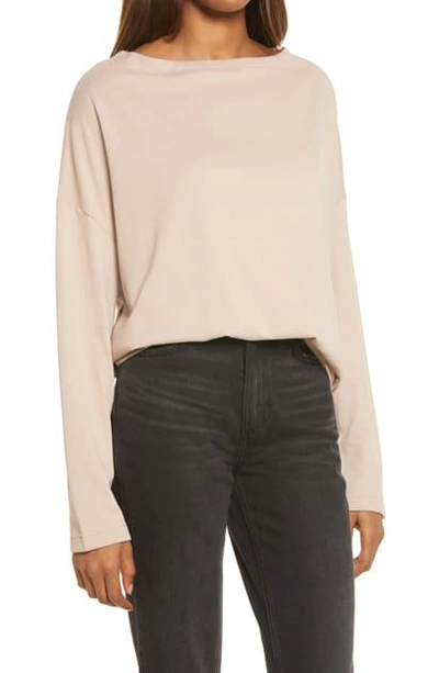Allsaints Rita Oversize One-shoulder Long Sleeve Tee In Pale Smoke