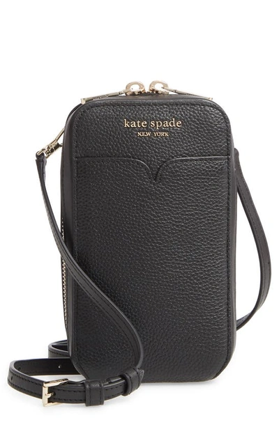 Kate Spade Zeezee North South Leather Phone Crossbody Bag In Black