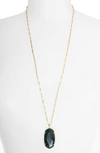 Kendra Scott Reid Long Faceted Pendant Necklace In Gold Green Apatite