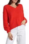 Sanctuary V-neck Cozy Sweater In Punk Red