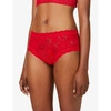 Hanky Panky Signature Mid-rise Stretch-lace Briefs In Red