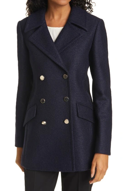 Ted Baker Catiiey Double Breasted Peacoat In Dk-blue