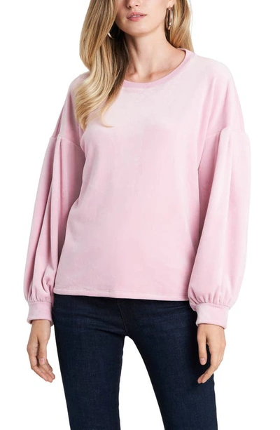 1.state Trendy Plus Size Puff-sleeve Velour Top In Rose Pink