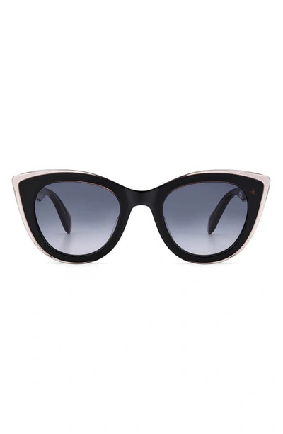 Rag & Bone 49mm Gradient Cat Eye Sunglasses In Blue Brown/ Brown Gradient