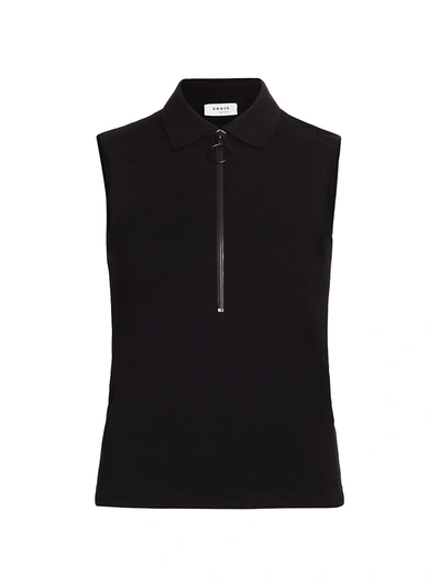 Akris Punto Sleeveless Quarter-zip Polo Shirt In Black