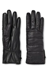 Ugg Faux Fur Lined Quilted Gloves In Black