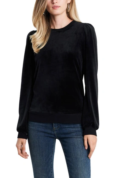1.state Velour Puff Sleeve Top In Rich Black