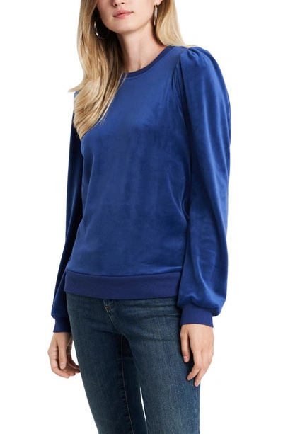 1.state Velour Puff Sleeve Top In Deep Sapphire