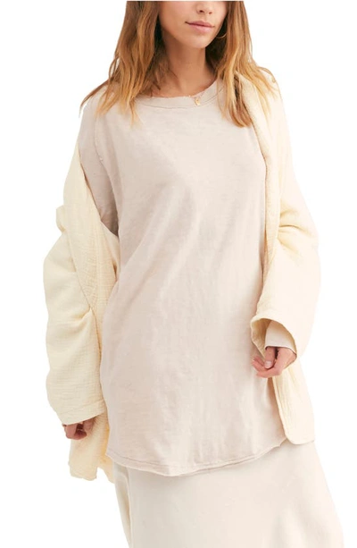Free People Arden Extra Long Cotton Top In Beige