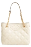 Tory Burch Fleming Soft Quilted Leather Tote In New Cream