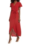 Fraiche By J High/low Faux Wrap Dress In Rust