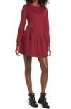 English Factory Unbalanced Seam Long-sleeve Knit Dress In Burgundy