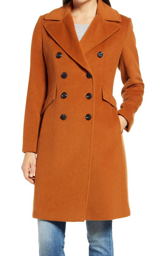 Sam Edelman Double Breasted Wool Blend Coat In Vicuna | ModeSens