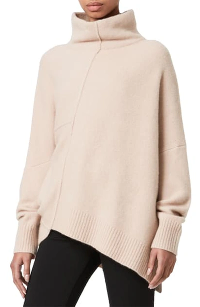 Allsaints Lock Roll Neck Wool Blend Sweater In Rose Pink