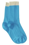 Stems Silky Colorblock Rib Crew Socks In Peacock