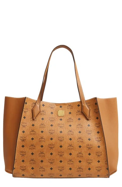Mcm Large Luisa Visetos Coated Canvas Shopper In Cognac ModeSens