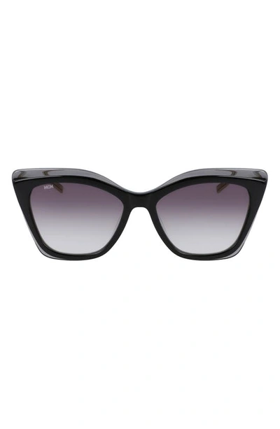 Mcm 55mm Butterfly Sunglasses In Black/ Iron/ Grey Gradient