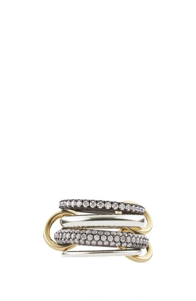 Spinelli Kilcollin Vega Diamond Linked Rings In Silver/ Black Rhod/ Yel Gold