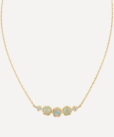 Dinny Hall 14ct Gold Opal And Diamond Scoop Pendant Necklace