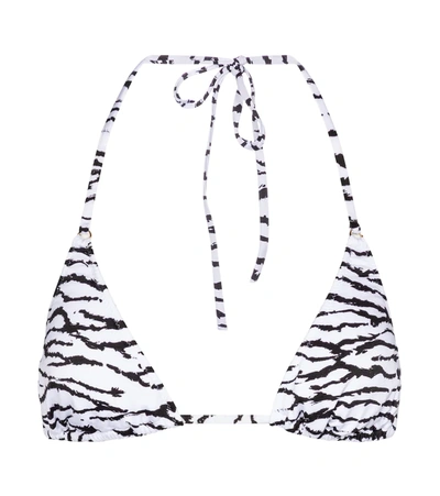 Melissa Odabash Grenada Tiger-print Halterneck Bikini Top In White And Black