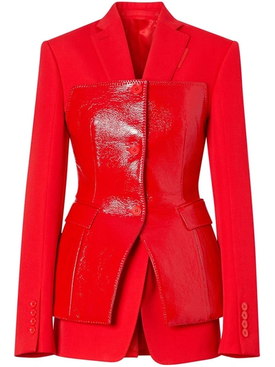 Burberry Bodice-panelled Wool Blazer In Red