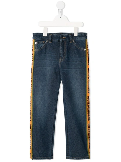 Dolce & Gabbana Kids' Logo Detail Slim-fit Jeans In Blue